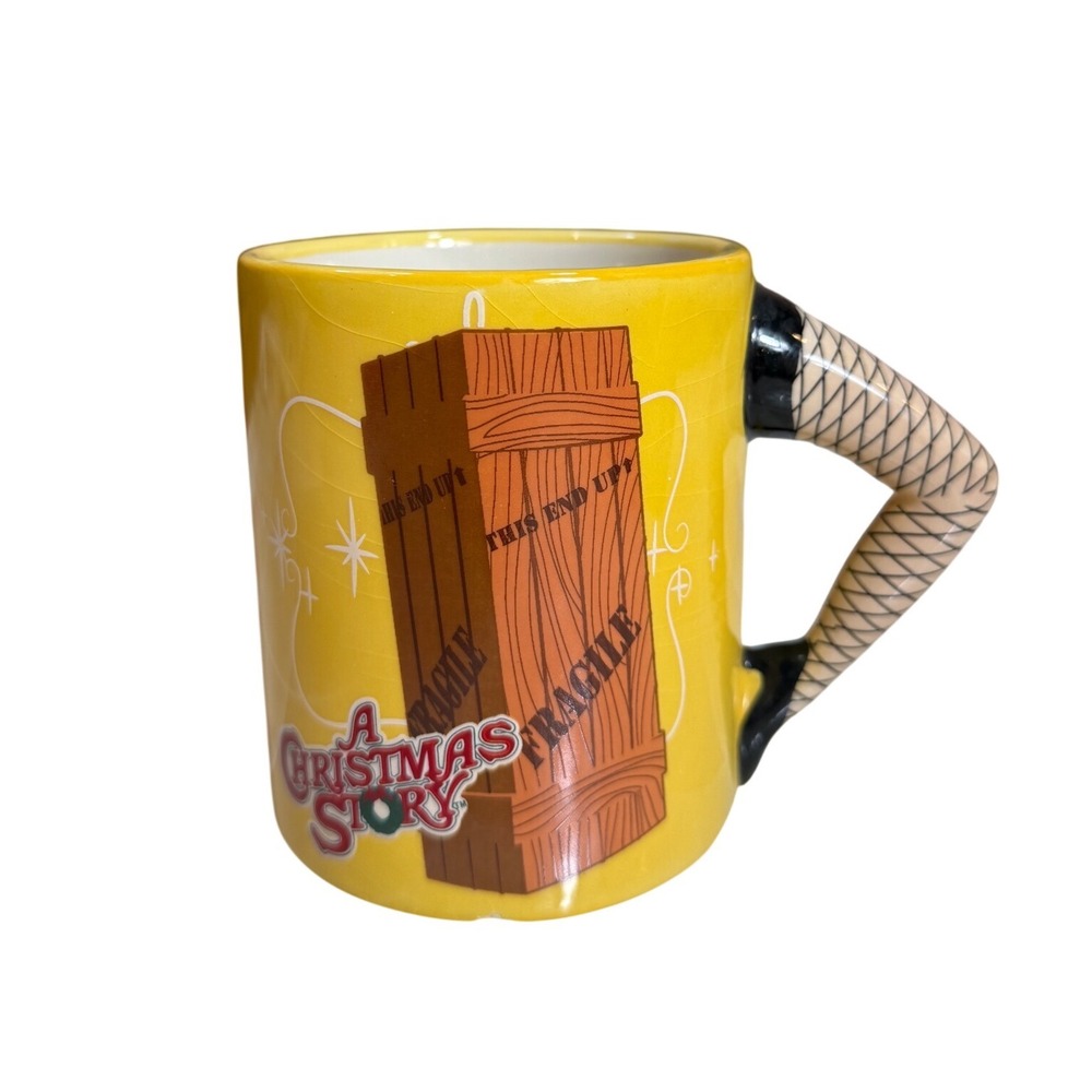 NECA A Christmas Story Leg Lamp Coffee Mug Yellow Fragile 3D Handle 12oz